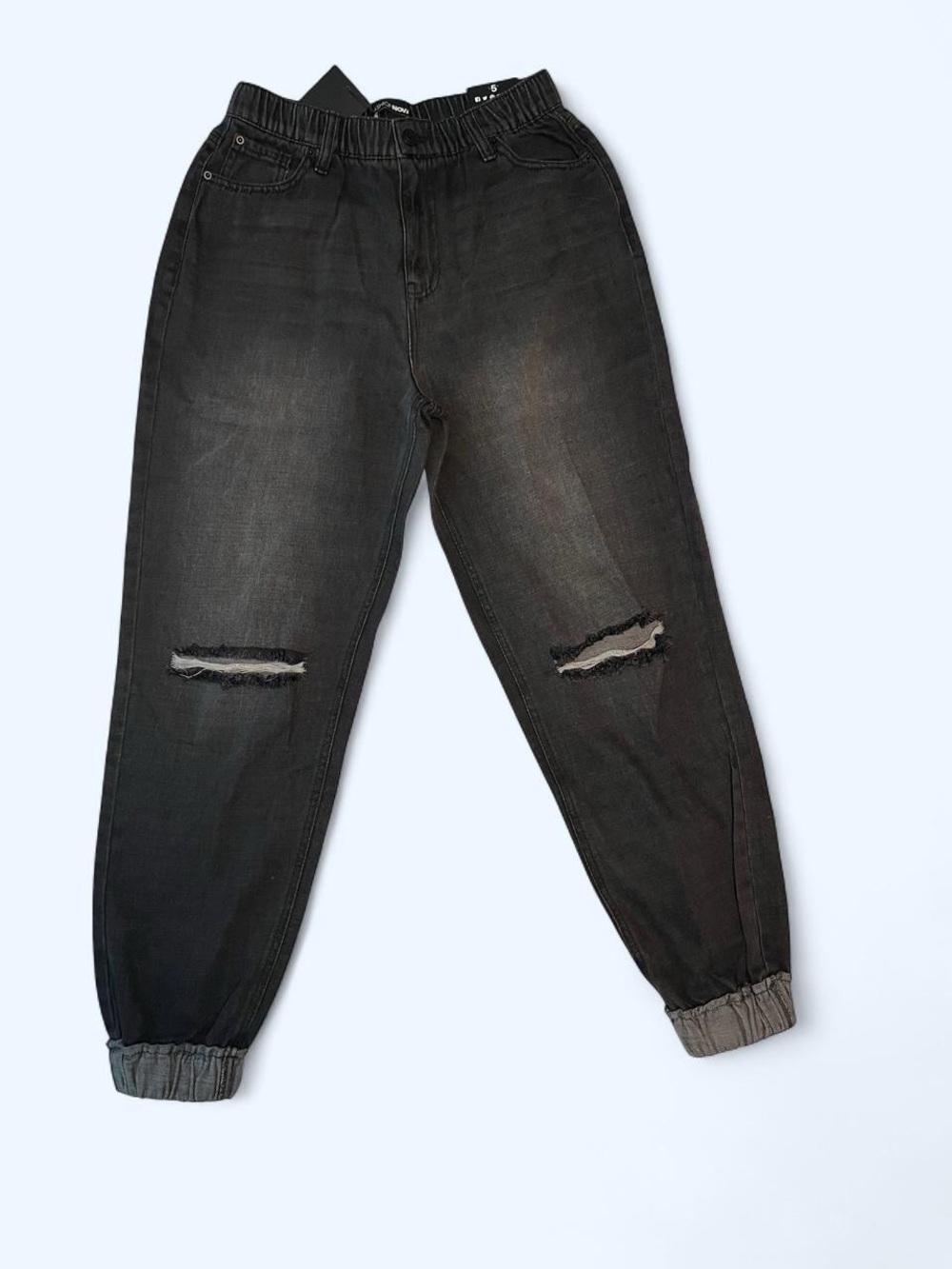 Fashion Nova Black Distressed Jogger Denim